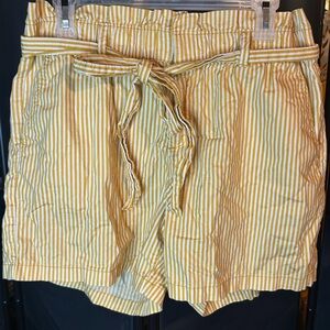 Liz Claiborne High Waist Yellow and White Striped Shorts